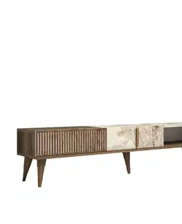 TV stolíky TV stolík Milan - Walnut, White Marble
