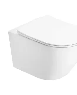 Záchody MEXEN - Lena Závesná WC misa Rimless Tornado vrátane sedátka s slow slim, duroplast, biela lesk 3022L4000T
