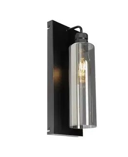 Nástenné osvetlenie Moderná nástenná lampa čierna s dymovým sklom - Stavelot