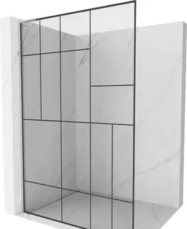 Sprchové dvere MEXEN/S - Kioto L Sprchová zástena WALK-IN 70 x 200, čierny vzor, chróm 800-070-103-01-78