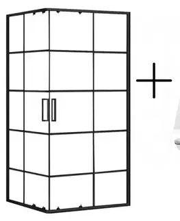 Vane REA/S - Sprchovací kút CONCEPT 80x100 - čierny + biela sprchová vanička Savoy KPL-K1005