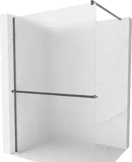 Sprchové dvere MEXEN/S - Kioto+ Sprchová zástena s poličkou WALK-IN 90 x 200, dekor, grafit kartáčovaná 800-090-121-66-30