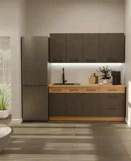Modulový kuchynský nábytok Kuchynská linka Vigo Grafit Mat 180cm bez pracovnej dosky