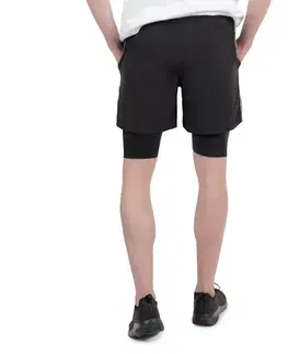 Pánske kraťasy a šortky Pánske kraťasy 2v1 inSPORTline Closefit Short čierna - M