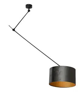 Závesné svietidlá Závesná lampa čierna so zamatovým tienidlom zelená 35cm - Blitz