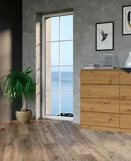 Komody a skrinky Široká komoda so zásuvkami WALMA M8 140, dub artisan