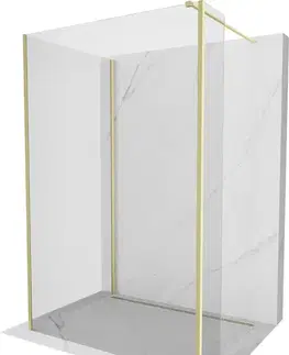 Sprchové dvere MEXEN/S - Kyoto Sprchová zástena WALK-IN 125 x 120 x 40, transparent, zlatá kartáčovaná 800-125-120-221-55-00-040