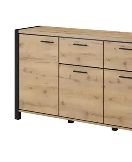 Komody a skrinky AKTUAL 25 dizajnová komoda dub Taurus/ čierna