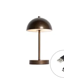Lampy Vonkajšia stolná lampa tmavý bronz nabíjateľná vrátane LED 3-stupňové stmievanie - Keira
