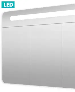 Kúpeľňové zrkadlá Naturel - Zrkadlová skriňa 100 cm, 3 dvere, LED osvetlenie, zásuvka + vypínač, IP44 GALPIR100LED GALPIR100LED