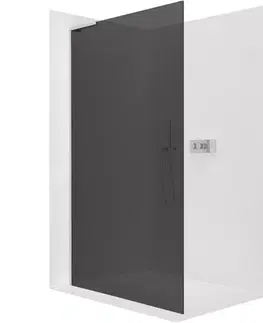 Sprchové dvere CERANO - Sprchová zástena Walk-in Onyx L-ľavá vzpera - 10 mm - chróm, grafitové sklo - 160x200 CER-8050BD74126