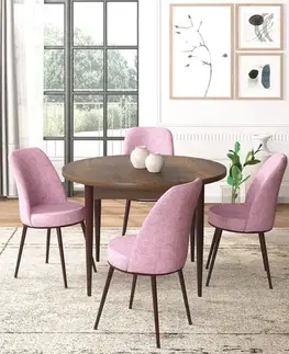 Jedálenské sety Dining Table & Chairs Set (5 Pieces) Tor - Baroque, Pink