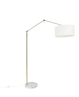 Stojace lampy Moderná stojaca lampa zlatá s tienidlom bielym 50 cm nastaviteľná - Editor