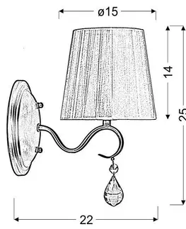 Nástenné svetlá Patinovaná nástenná lampa 1x40W E14 Fiesta
