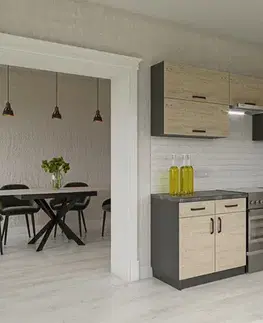 Kuchynské linky HORIZON R3 moderná rohová kuchyňa 230 x 170, dub prímorský / grafit