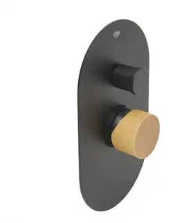 Kúpeľňové batérie Sprchová a vaňová batéria SAT Fusion vrátane podomietkového telesa páka svetlé drevo SATBSFU215DSC SATBSFU215DSC