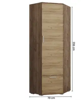 Šatníkové skrine NABBI Veneta CW rohová predsieňová skriňa craft tobacco / dub craft zlatý
