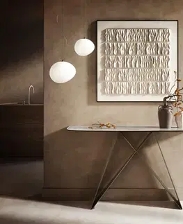 Konzolové stolíky DELIFE Konzolový stolík Edge zaoblený tvar 140×40 cm keramika Onyx Pearl Velio kov titánová farba