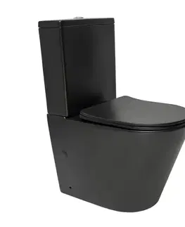 Záchody WC kombi komplet SAT Infinitio čierna matná mat vario odpad SATINF031VPSNBKM SATINF031VPSNBKM