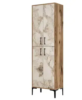 Šatňové skrine Viacúčelová skrinka Berlin A - Walnut, White Marble