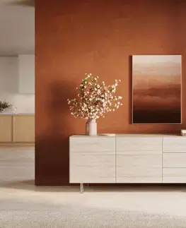 Komody DELIFE Komoda Cuor 180 cm keramika Laminam® Travertino Bianco krémovo biela 2 dvierka 3 zásuvky podstava závesná akrylové sklo