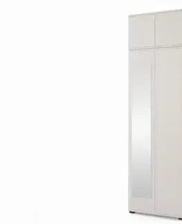 Šatníkové skrine ArtPK Šatníková skriňa BIANCO so zrkadlom a nadstavcom | cashmere