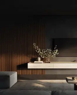 Televízne stolíky DELIFE TV stolík Cuor 250 cm keramika Laminam® Travertino Bianco krémovo biela 1 výklopné dvierka 1 zásuvka závesné