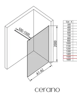 Sprchové dvere CERANO - Sprchová zástena Walk-in Onyx Cube Ľ/P - 8 mm - hranatá vzpera - čierna matná, bronzové sklo - 150x200 CER-686527