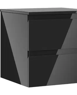Kúpeľňový nábytok MEXEN/S - Orio kúpeľňová skrinka pod umývadlo 50 cm s doskou, 2 zásuvky, čierna lesk 91A10-05047-2-BFFC70