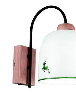 Svietidlá Kolarz A1352.61.G.100-Nástenná lampa NONNA 1xE27/60W/230V jelene dub/biela/zelená A1352.61.G.100