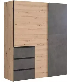 Šatníkové skrine Skriňa Winn 2 200 cm Dub Artisan/Betón