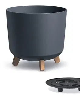 Kvetináče a truhlíky NABBI DGTL300L plastový kvetináč na nožičkách 29,8 cm antracit