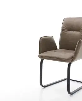 Jedálenské stoličky DELIFE Jedálenská stolička Vinja-Flex mikrovlákno taupe vintage jedálenská stolička plochá čierna