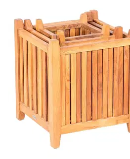 Príslušenstvo z teaku DEOKORK Záhradný teakový kvetináč ECO 55 × 55 × 66 cm