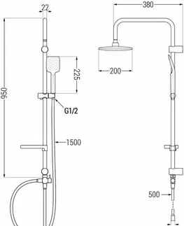 Sprchy a sprchové panely MEXEN/S - Sven sprchový stĺp vrátane sprchovej batérie Royo, čierna 72240262-70