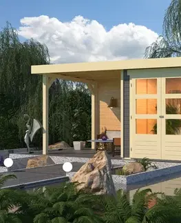 Drevené Drevený záhradný domček KERKO 3 s prístavkom 240 Lanitplast