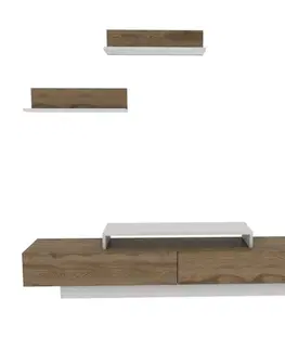 Obývacie steny TV skrinka / Obývacia stena Lusi - White, Oud Oak