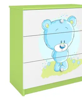 Komody so zásuvkami Detská komoda Babydreams Zelená – Medveď modrý