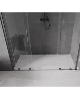 Sprchovacie kúty MEXEN/S - Velar Duo posuvné sprchové dvere 180, transparent, šedá kartáčovaná 871-180-000-02-66