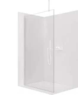 Sprchovacie kúty CERANO - Sprchová zástěna Walk-in Onyx Top Round L/P - 8 mm - kulatá vzpěra - bílá matná, transparentní sklo - 40x200  CER-8050BD71971