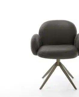 Jedálenské stoličky DELIFE Otočná jedálenská stolička Nube-Flex s opierkami mikrovlákno antracit vintage krížová podstava široká titanový efekt 360° otočná hojdacia funkcia vrecková pružina