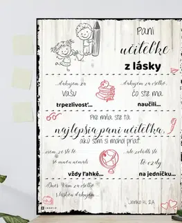 Tabuľky s venovaním (darčeky) Darček pre učiteľku - Poďakovanie pre učiteľku s podpisom na tabuľke