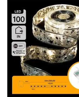Vianočné dekorácie  B.V.  - LED reťaz 100xLED/3xAA 10m teplá biela strieborná B103033XE