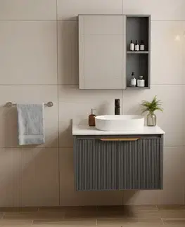 Kúpeľňový nábytok REA - Kúpeľňová zostava nábytku s doskou Marti 60cm Grey REA-M0031
