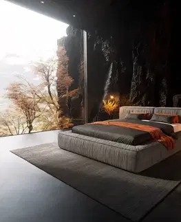 Čalúnené postele DELIFE Čalúnená posteľ Coperti 180x200 cm mikrovlákno sivá