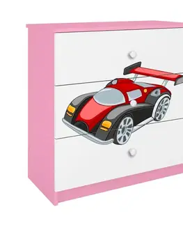 Komody so zásuvkami Detská komoda  Babydreams ružová – Auto