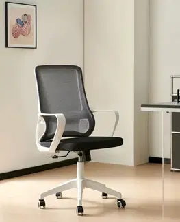 Kancelárske stoličky KONDELA Jadel kancelárske kreslo tmavosivá / čierna / biela