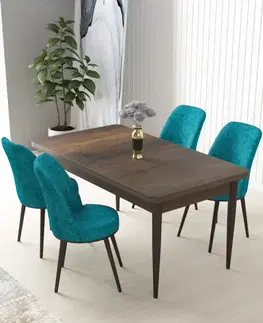 Jedálenské sety Dining Table & Chairs Set (5 Pieces) Nil - Baroque, Turquoise