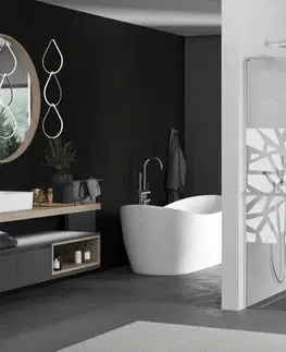 Sprchové dvere MEXEN/S - Kioto+ L Sprchová zástena WALK-IN s poličkou a držiakom uterákov 70 x 200, biely vzor, chróm 800-070-123-01-85