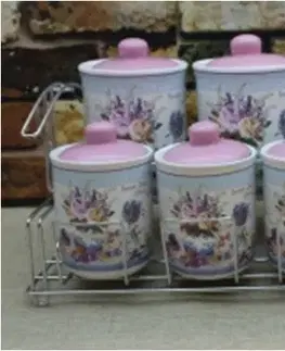 Dózy na potraviny MAKRO - Sada dóza 7ks na drôtenej poličke, Sweet